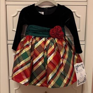 NWT Iris & Ivy Baby Girl Metallic Plaid Holiday Dress & Bloomers Size 6-9 Months
